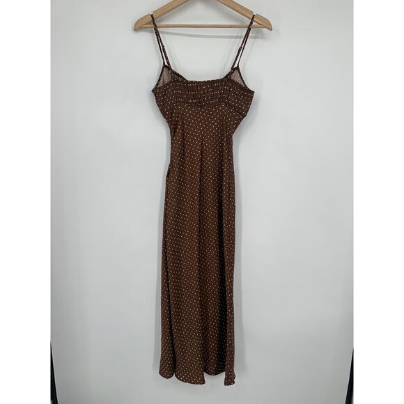 Ciao Lucia Leo Satin Slip Dress Polka Dot Keyhole Tie Front Spaghetti Strap Midi - Picture 11 of 15